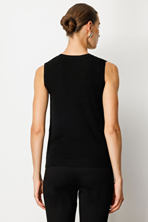 On Kadın Yakası Boncuklu Triko Bluz 60361 Siyah