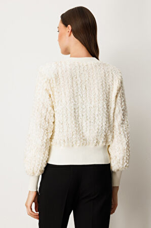 On Kadın Kabartmalı Bomber Mont 60709 Ekru