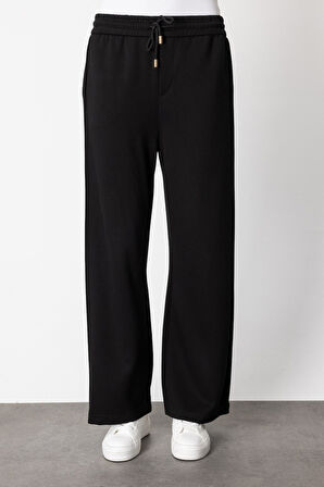 On Kadın Beli Lastikli Bol Paça Eşofman Altı 66510 Siyah