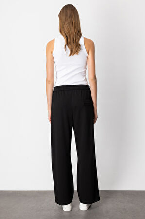 On Kadın Beli Lastikli Bol Paça Eşofman Altı 66510 Siyah