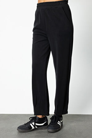 On Kadın Paçası Dikişli Eşofman Altı 66356 Siyah