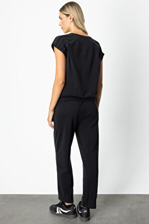 On Kadın Paçası Dikişli Eşofman Altı 66356 Siyah