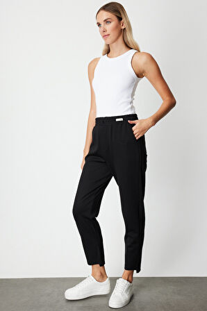 On Kadın Paça Arkası Uzun Dikişli Eşofman Altı 66122 Siyah