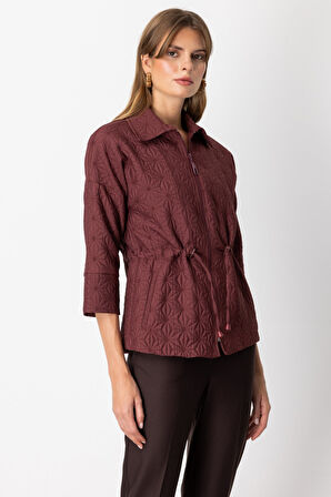 On Kadın Beli İpli Kapitone Ceket 62500 Bordo