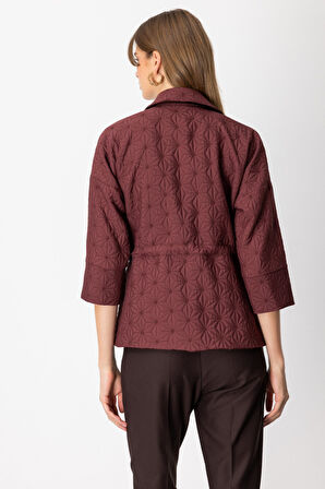 On Kadın Beli İpli Kapitone Ceket 62500 Bordo