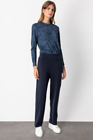 On Kadın Düğme Detaylı Bol Paça Eşofman Altı 64149 Lacivert