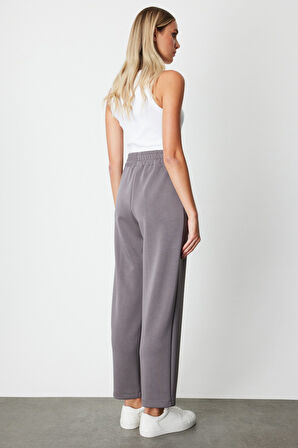 On Kadın Düğme Detaylı Bol Paça Eşofman Altı 64149 Antrasit