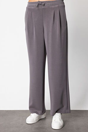 On Kadın Pile Detaylı Bol Paça Eşofman Altı 64703 Antrasit