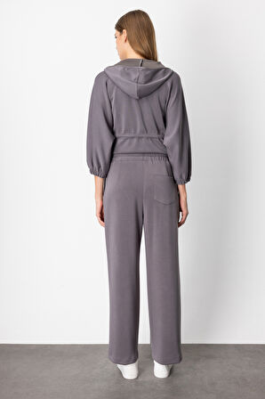 On Kadın Pile Detaylı Bol Paça Eşofman Altı 64703 Antrasit