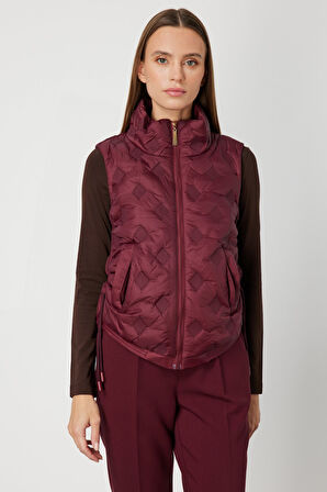 On Kadın Dik Yaka Şişme Yelek 60997 Bordo