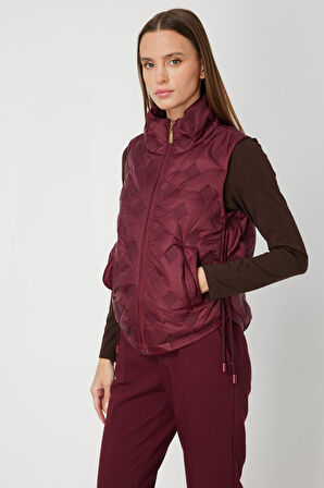 On Kadın Dik Yaka Şişme Yelek 60997 Bordo