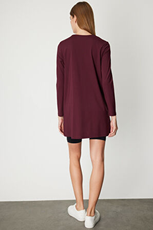 On Kadın Uzun Kollu Basic Tunik 61421 Bordo