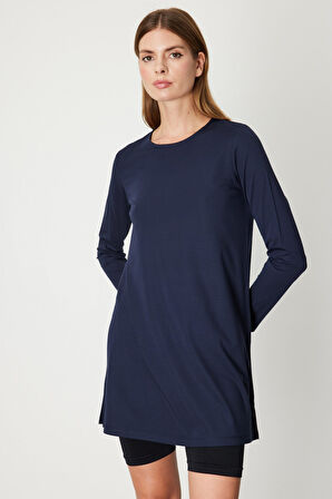 On Kadın Uzun Kollu Basic Tunik 61421 Lacivert