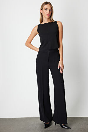 On Kadın Dikiş Detaylı Kolsuz Bluz 61369 Siyah