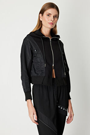 On Kadın Mix Kumaş Spor Mont 60713 Siyah