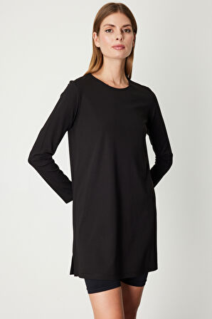 On Kadın Uzun Kollu Basic Tunik 61421 Siyah