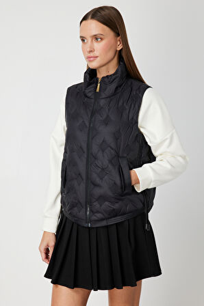 On Kadın Dik Yaka Şişme Yelek 60997 Siyah