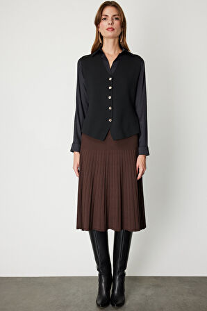 On Kadın V Yaka Triko Yelek 66915 Siyah