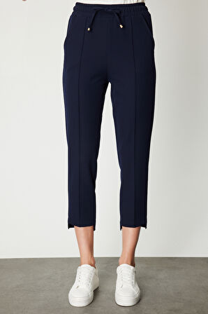 On Kadın Önü Çimalı Dar Paça Eşofman Altı 64138 Lacivert