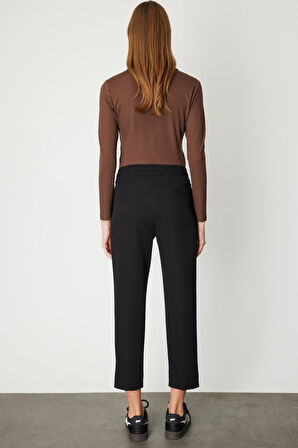 On Kadın Önü Çimalı Dar Paça Eşofman Altı 64138 Siyah