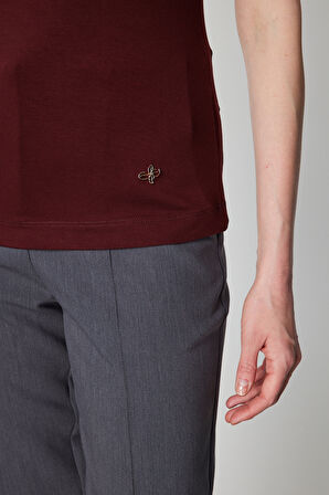 On Kadın Dik Yaka Kolsuz Basic Bluz 61432 Bordo