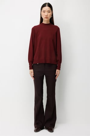 On Kadın Sıfır Yaka Basic Triko Kazak 10315 Bordo