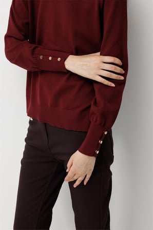 On Kadın Sıfır Yaka Basic Triko Kazak 10315 Bordo