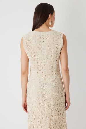 On Kadın Dantel Desenli Crop Bluz 76371 Krem