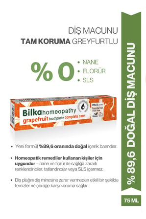Bilka Florürsüz Diş Macunu Yetişkin Homeopati Greyfurt Aromalı–Doğal,SLS’siz, Ağız Bakım&Ferah Nefes