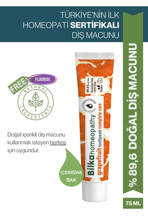 Bilka Florürsüz Diş Macunu Yetişkin Homeopati Greyfurt Aromalı–Doğal,SLS’siz, Ağız Bakım&Ferah Nefes