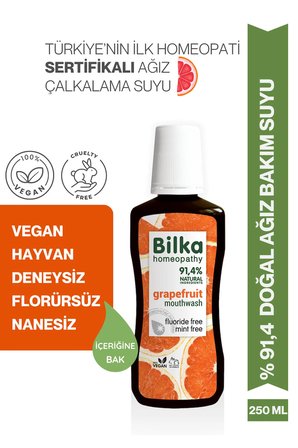 Bilka Florürsüz Ağız Bakım Suyu Greyfurt–Diş Eti Güçlendirme, Homeopati & Ferah Nefes 250 ml