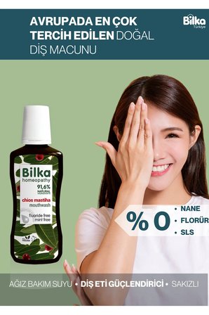 Bilka Florürsüz Ağız Bakım Suyu Sakızlı – Diş Eti Güçlendirici, Homeopati & Ferah Nefes 250 ml