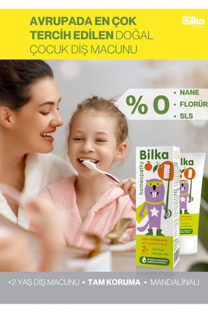 Bilka Çocuk Diş Macunu 2 Yaş+ Mandalina Aromalı–Florürsüz, SLS’siz, Doğal Diş Macunu