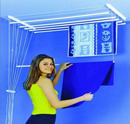 Lyra Asansörlü Çamaşır Kurutma Askısı 6 Çubuklu 200cm Metal Aksamlı