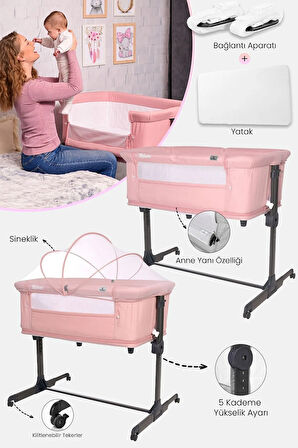 Lorelli Milano 2 in 1 Anne Yanı Beşik - Pink