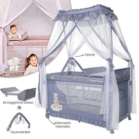 Lorelli Magic Sleep Park Yatak Beşik - Cool Grey Hippo