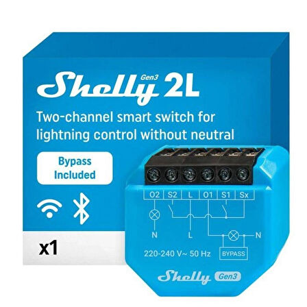 Shelly 2L Gen3 Nötrsüz 2 Kanallı Akıllı Röle