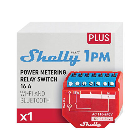 Shelly Plus 1PM Tek Kanal Enerji Ölçer Akıllı Röle
