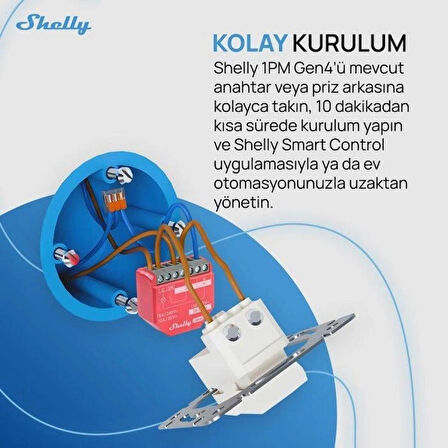 Shelly 1PM Gen4 Enerji Ölçümlü 16A Akıllı Röle