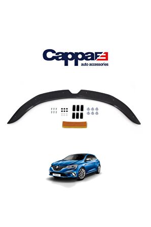 Renault Megane 4 Ön Kaput Koruyucu Rüzgarlığı 4mm Akrilik (abs) Piano Black 2016 Ve Sonrası