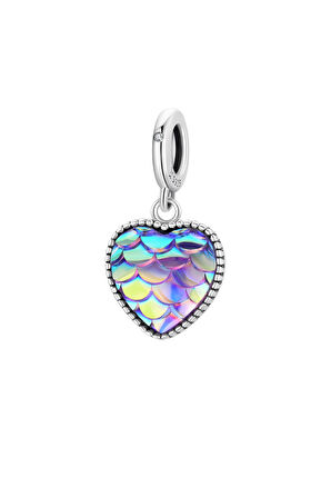 Sallantılı Deniz Kızı Kalbi Charm | 925 Ayar Gümüş
