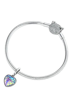 Sallantılı Deniz Kızı Kalbi Charm | 925 Ayar Gümüş