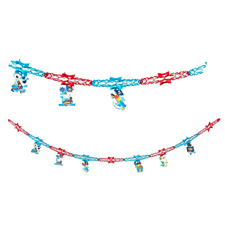 KORSAN HARİTALI AKORDİYON KAĞIT SÜS MAVİ KIRMIZI 2M