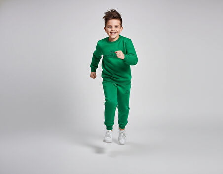 3 İplik Çocuk Şardonlu Kabartmalı Baskı Yeşil Kombin 4