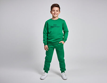 3 İplik Garson Şardonlu Kabartmalı Baskı Yeşil Kombin 4