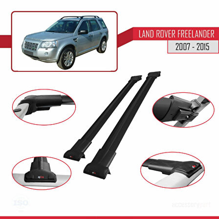 Land Rover Freelander 2 (L359) 2007-2015 Arası ile Uyumlu FLY Model Ara Atkı Tavan Barı Siyah 2 Adet