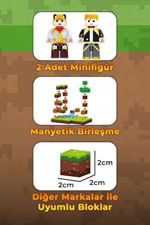 Sembo Block PixelWorld Macera Manyetik mıknatıslı küpler Yapı Bloğu Seti – 90 Parça