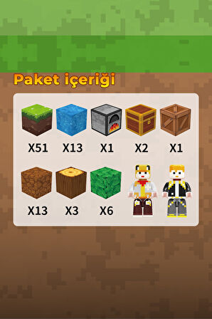 Sembo Block PixelWorld Macera Manyetik mıknatıslı küpler Yapı Bloğu Seti – 90 Parça
