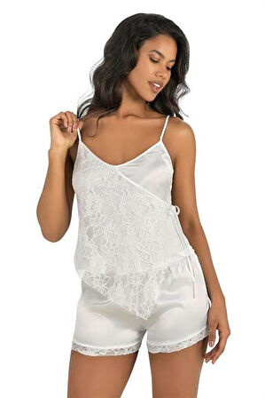 Aria's Closet Ekru Saten Şort Takımı 9204