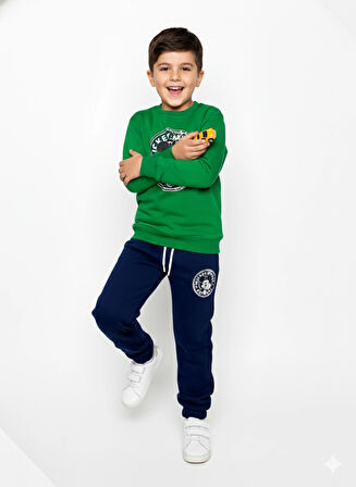 3 İplik Çocuk Eşofman Takımı Siyah Yeşil Kombin